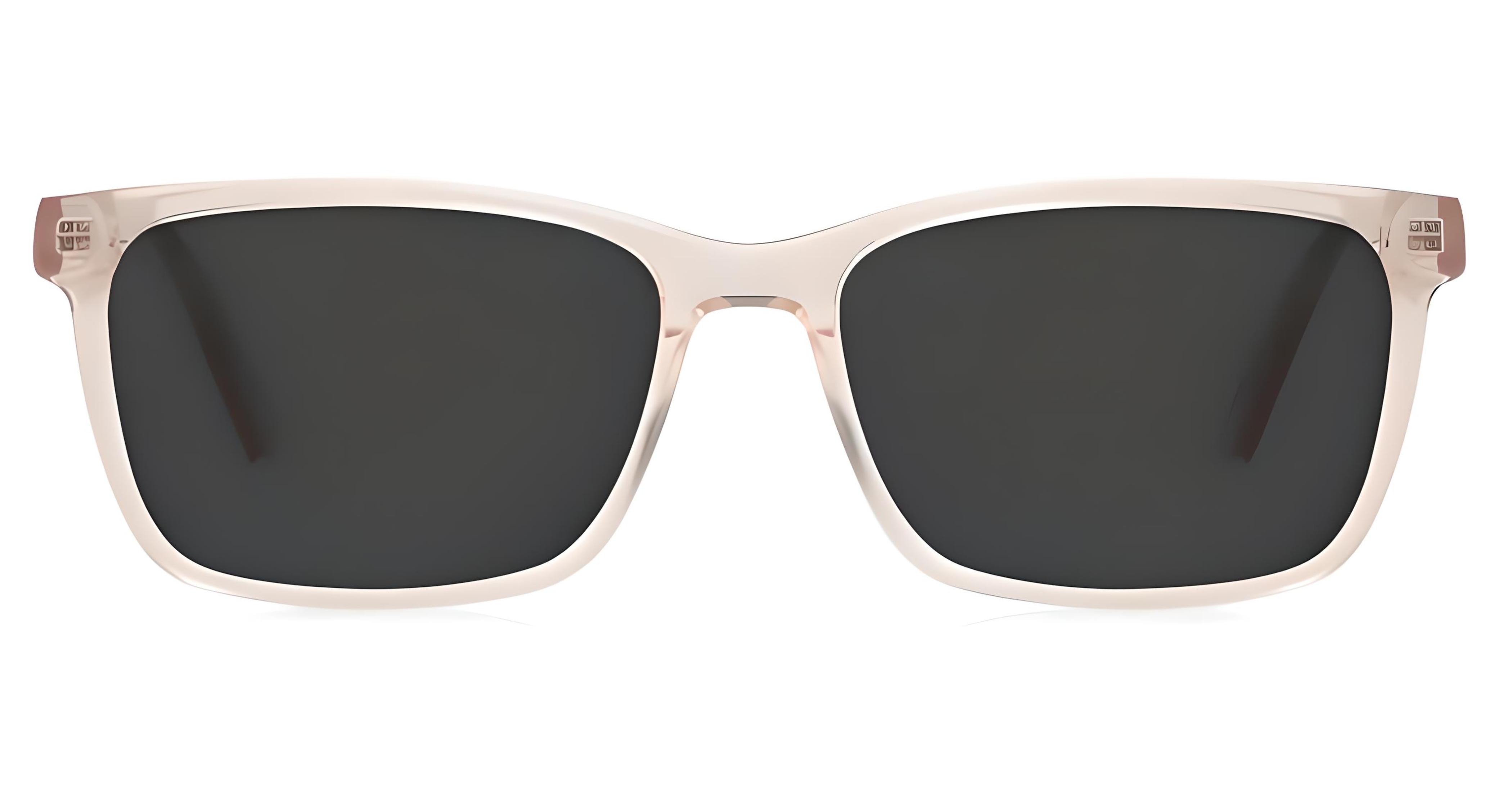 Missandtrendy waves rectangular sunglasses with clear pink frame and green lens front side view