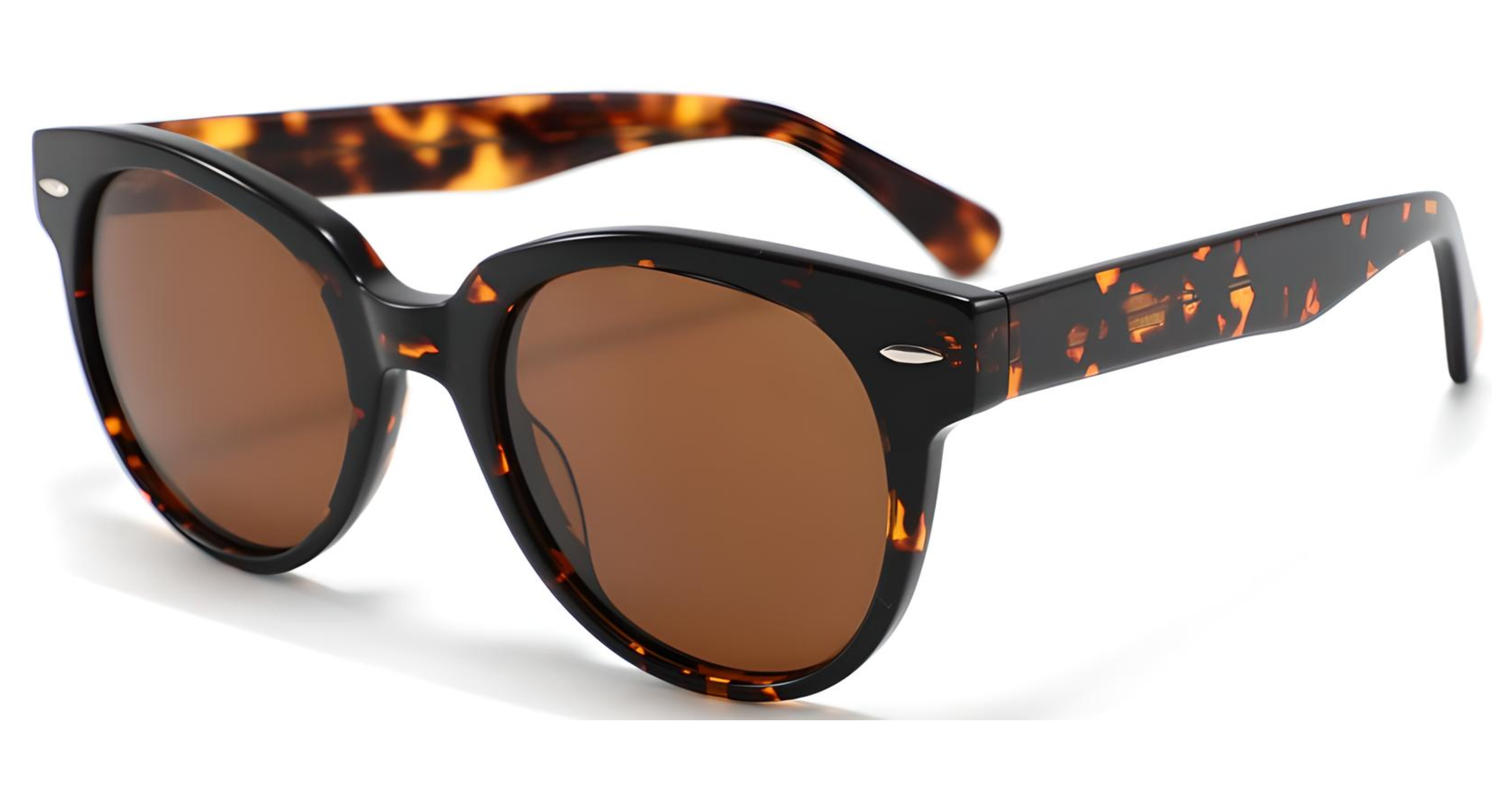 Missandtrendy zenith round sunglasses with tortoiseshell frame and brown lens 45º side view