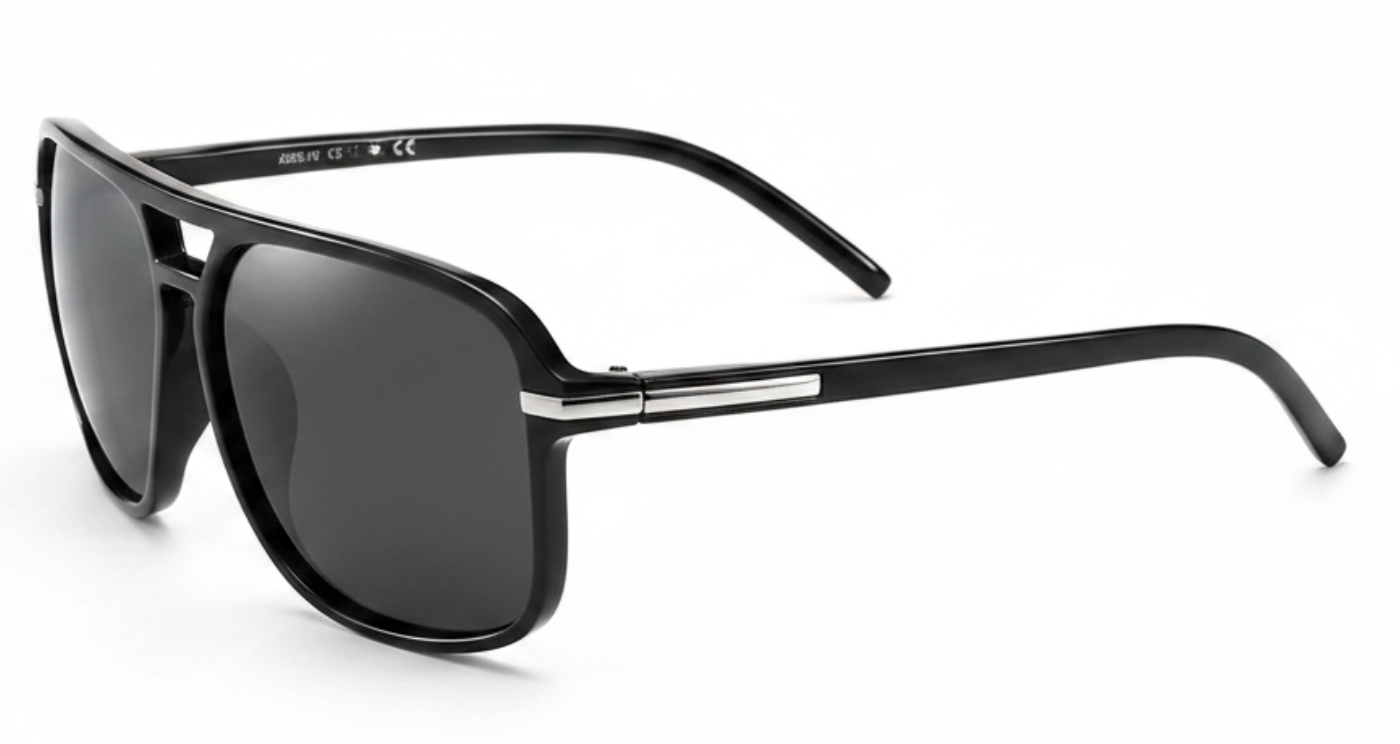 Missandtrendy Piccadilly Aviator stylesunglasses with black frame and black lens 45º side view new