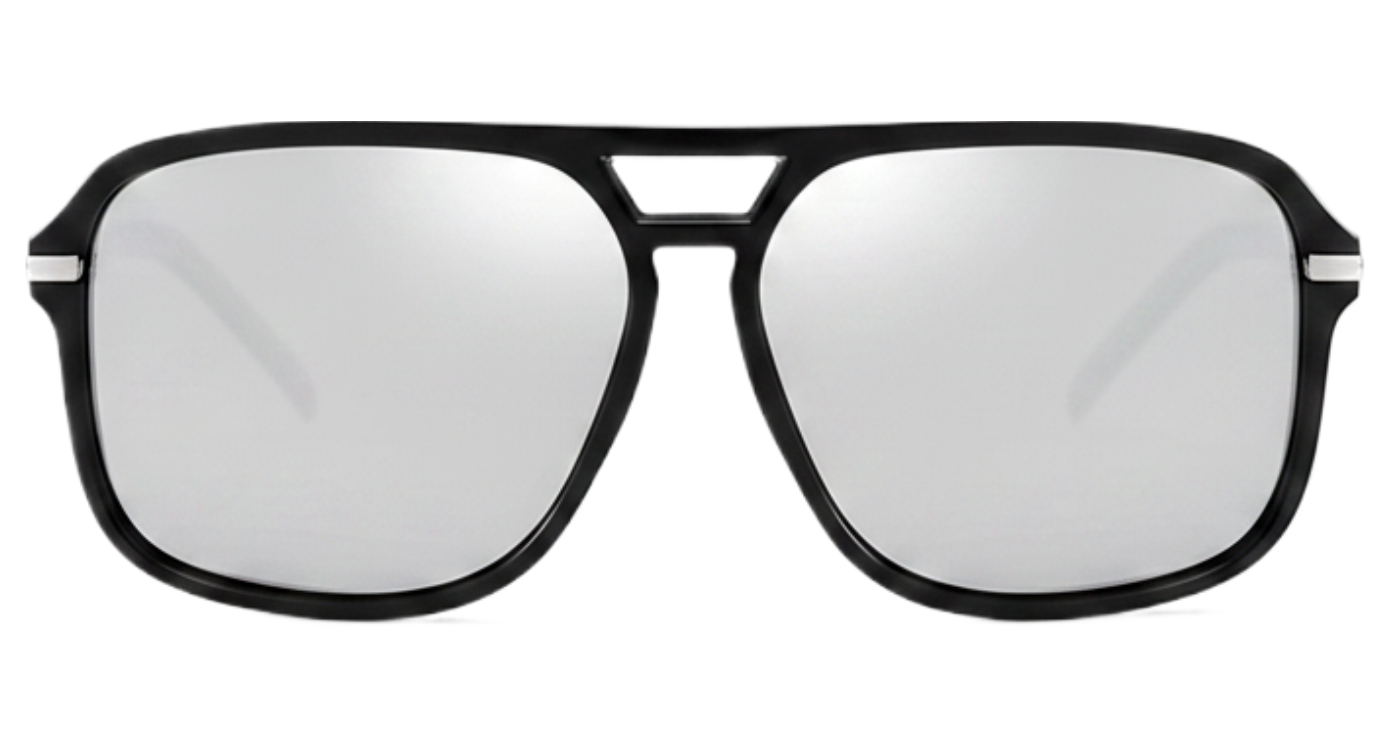 Missandtrendy Piccadilly Aviator sunglasses with black frame and mirror grey lens 0º side view new style