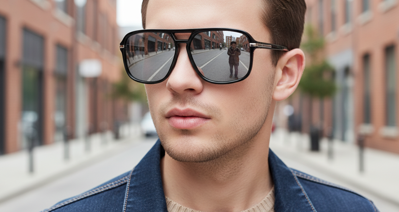 Piccadilly II Women's Polarised UV 400 Polycarbonate Sunglasses worn by a male model