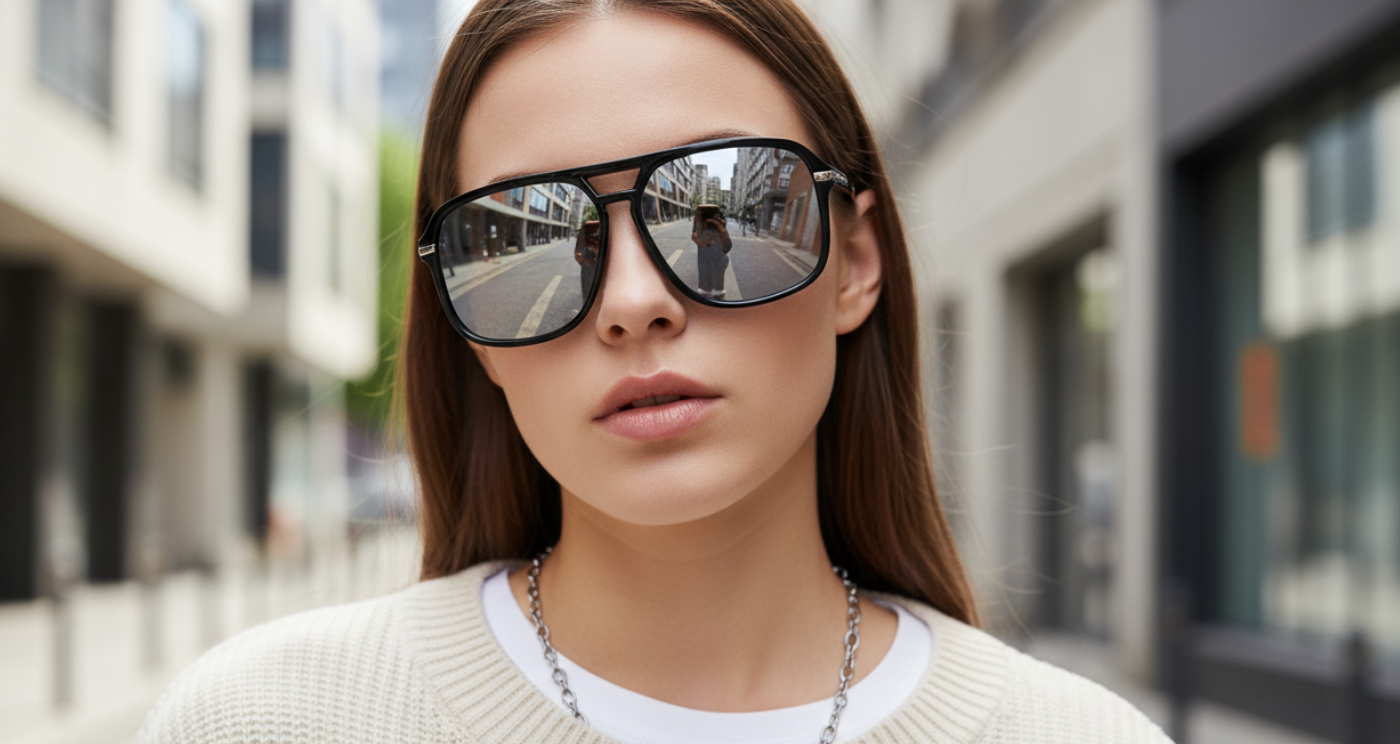 Piccadilly II Women's Polarised UV 400 Polycarbonate Sunglasses worn by a female model
