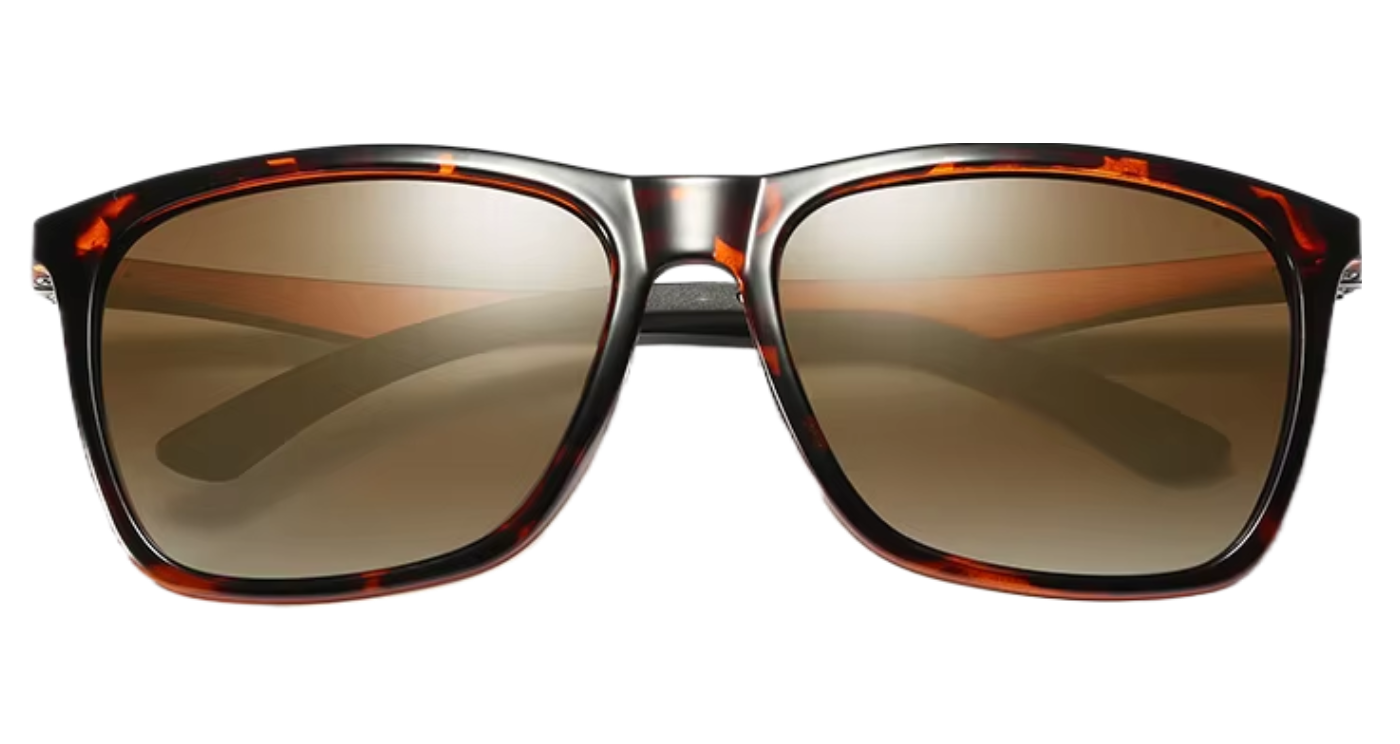 Touring - A pair of square sunglasses with a dark tortoiseshell frame and brown gradient lenses, shown against a plain white background - Missandtrendy