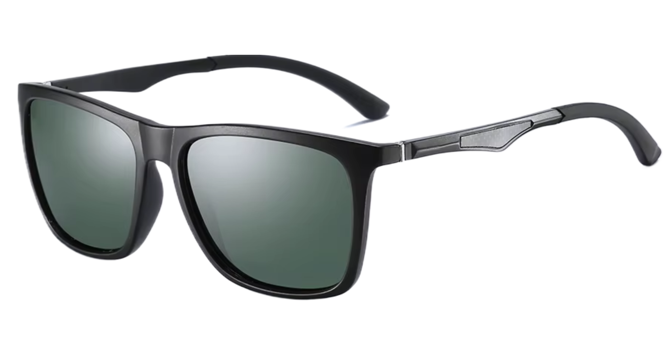 Touring - Black square UV 400 polarised sunglasses with green-tinted lenses and a sleek modern design, shown on a plain white background - Missandtrendy
