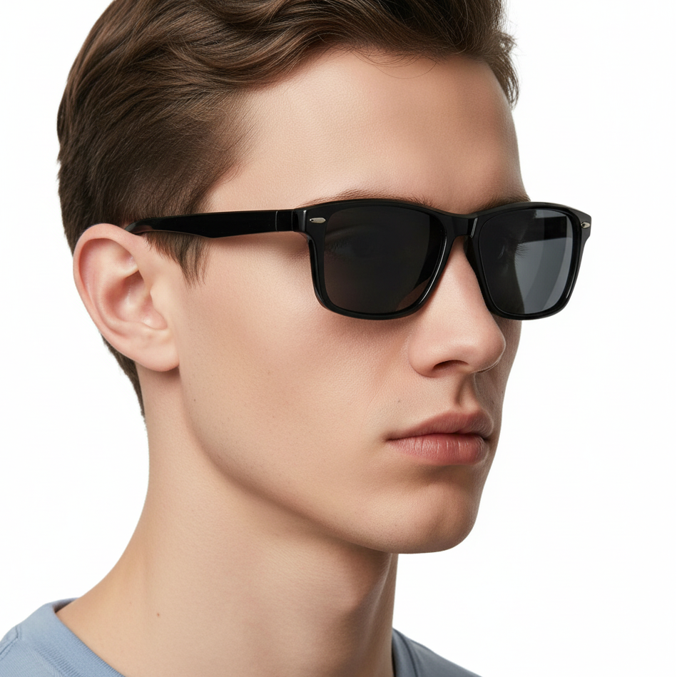 Woman_wearing_crystal_black_frame_and_black_lens_wayfarer_sunglasses_by_Missandtrendy_45_side_view_new_01