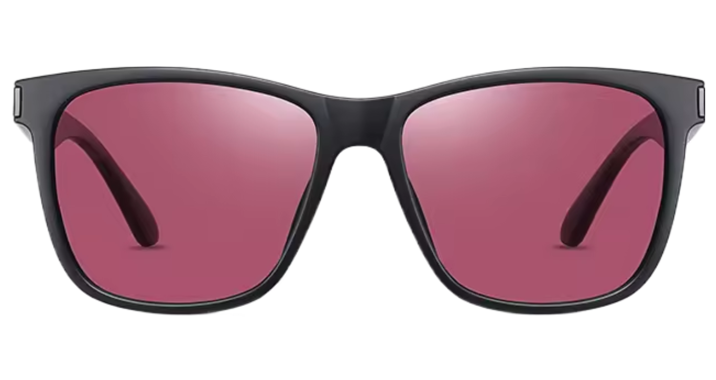 Missandtrendy Eighties wayfarer sunglasses with pink black frame and fucsia lens 0º side view.