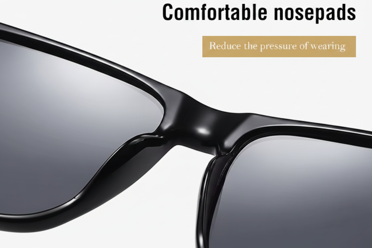 Soho Bold Unisex Polarised UV 400 TR 90 Black Sunglasses nosepads details