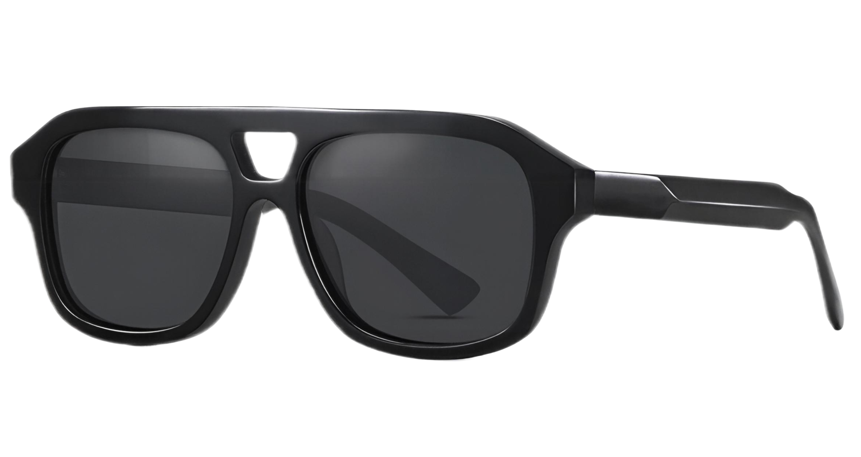 Premium acetate  square black frame and black lens - Aviator UV Polarised sunglasses from missantrendy 45º. view by Missandtrendy.
