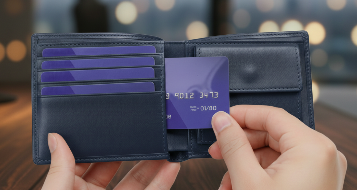 Genuine Leather Bifold Wallet for Men Perfect Gift Navy unfolded credit cards