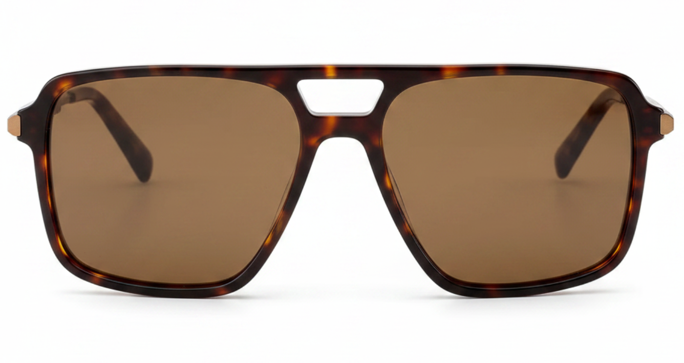 Brando Men's Aviator Polarised UV Sunglasses with tortoiseshell/Gold  frame and brown lens by Missandtrendy 0º view