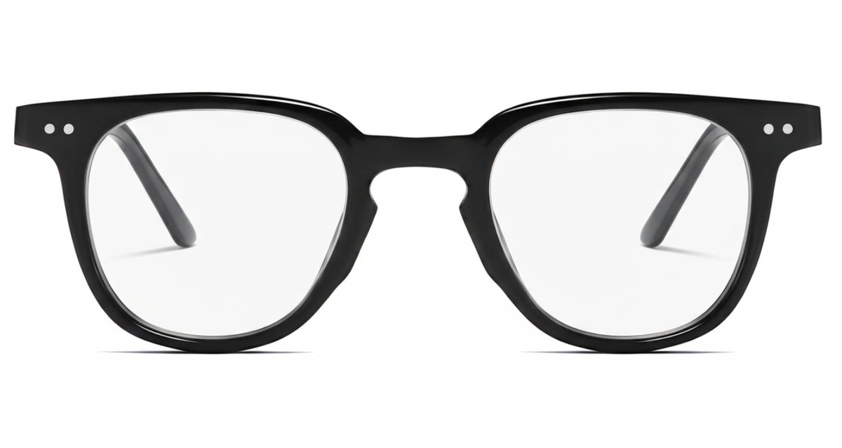 Candice II Black acetate eyeglass frames with clear lenses, shown from a front-facing perspective on a white background.