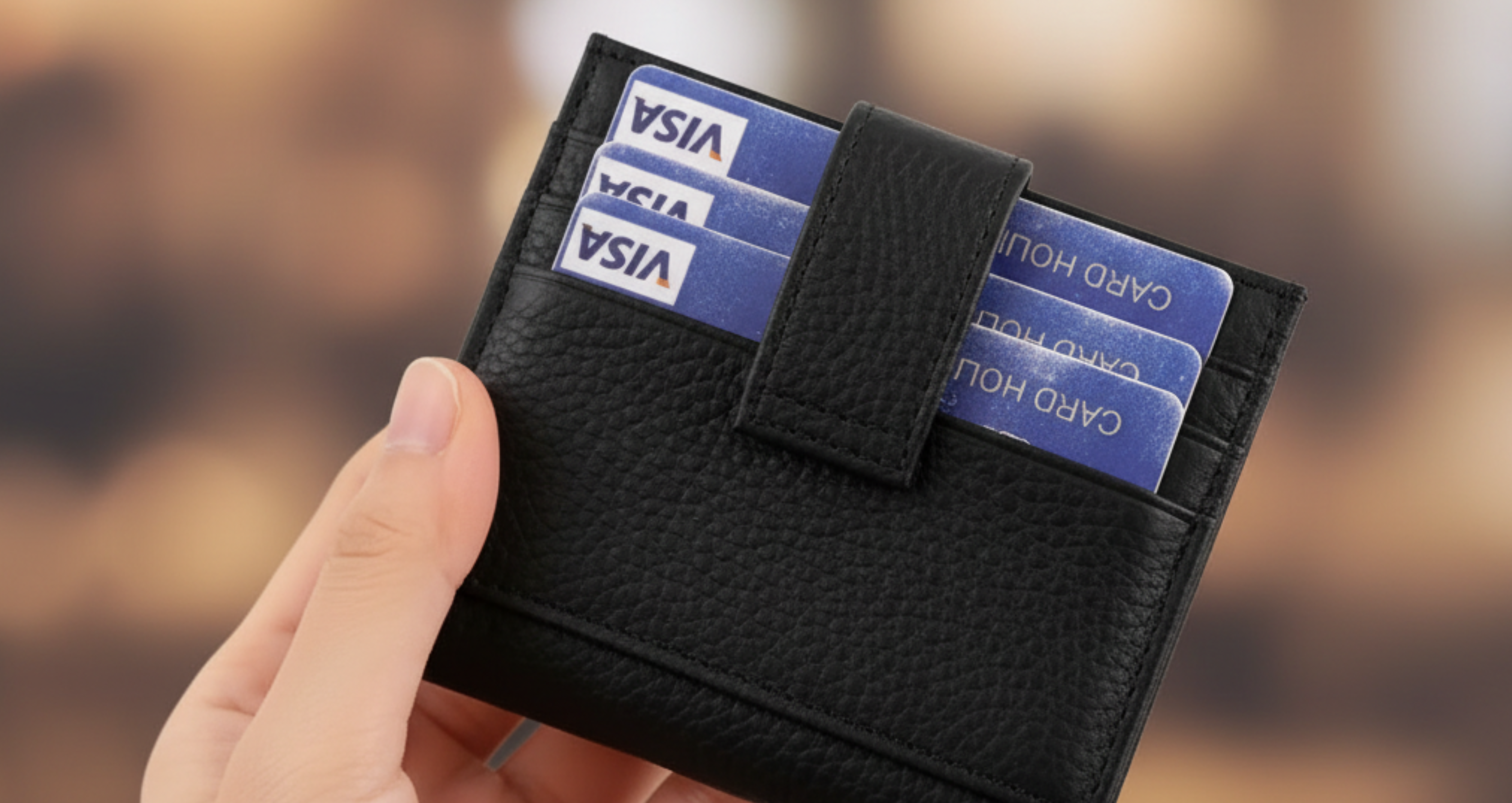 Genuine Leather Card Holder for Women Perfect Gift RFID Black — Back View.