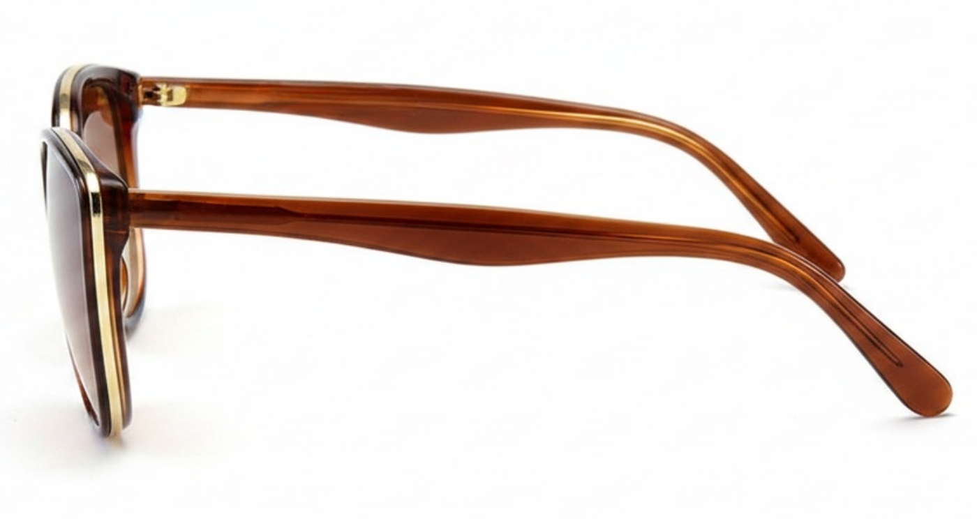 Cayenne Women's Polycarbonate Butterfly UV 400 Sunglasses with brown frame and bown lens 90º view
