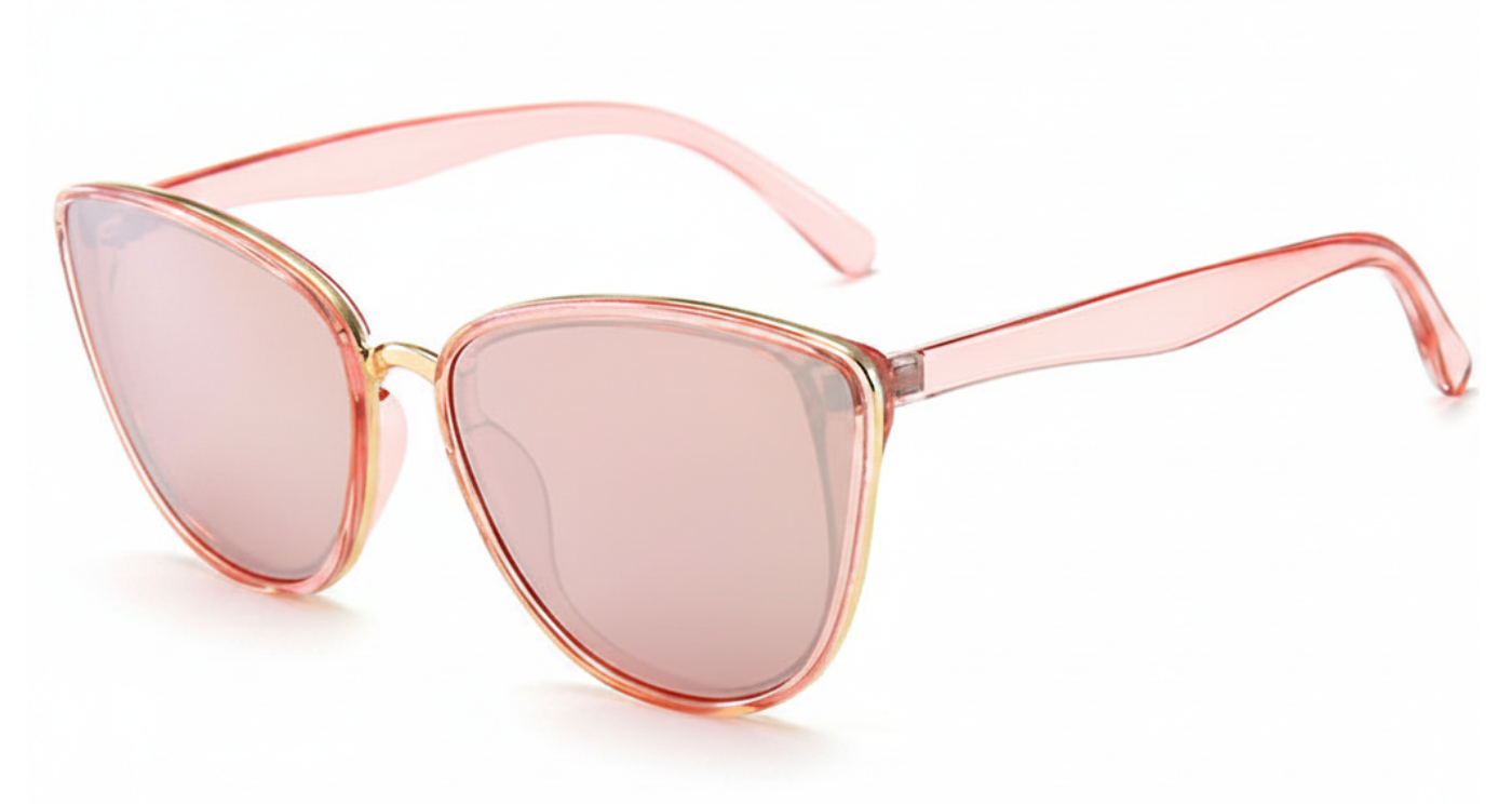 Cayenne Women's Polycarbonate Butterfly UV 400 Sunglasses with pink frame and pink lens 45º view
