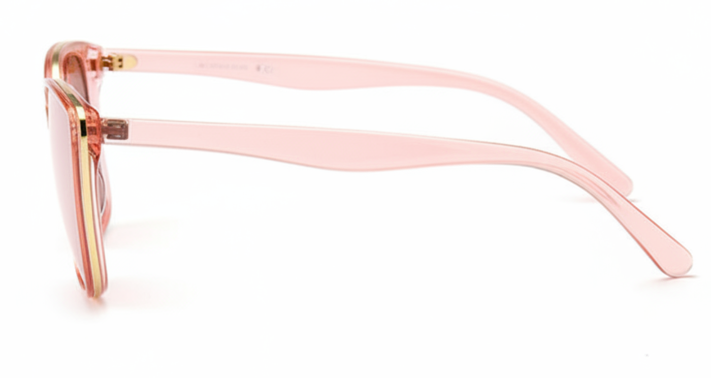 Cayenne Women's Polycarbonate Butterfly UV 400 Sunglasses with pink frame and pink lens 90º view