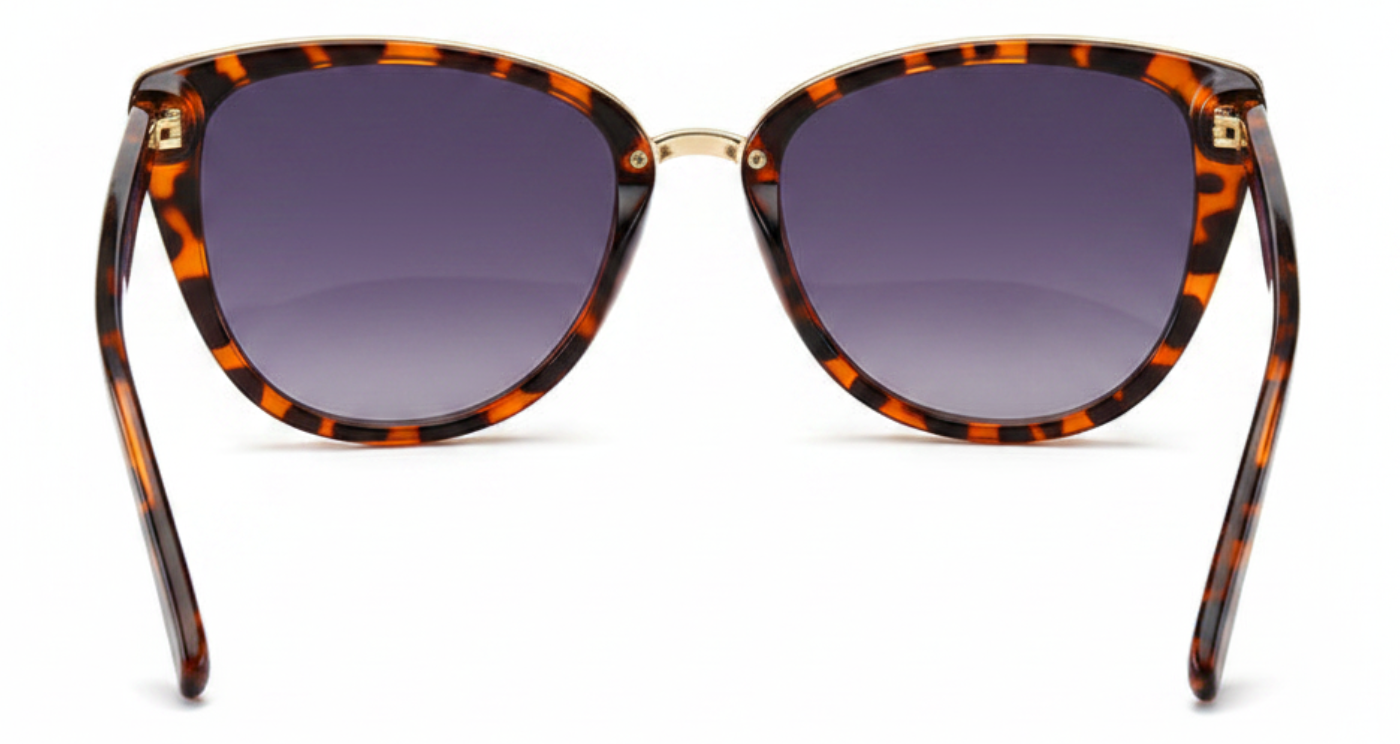 Cayenne Women's Polycarbonate Butterfly UV 400 Sunglasses with leopard frame and Grey gradient lens 180º view