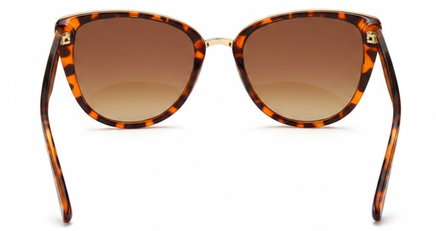 Cayenne Women's Polycarbonate Butterfly UV 400 Sunglasses with leopard frame and brown lens 180º view