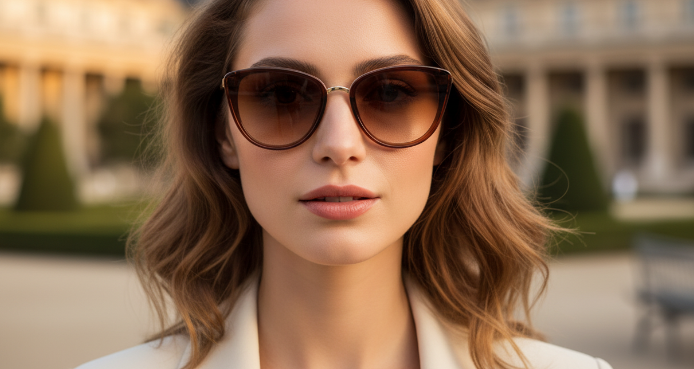 Missandtrendy Cayenne III Women's Polycarbonate brown frame and brown lens Butterfly UV 400 Sunglasses worn by an elegant .female model
