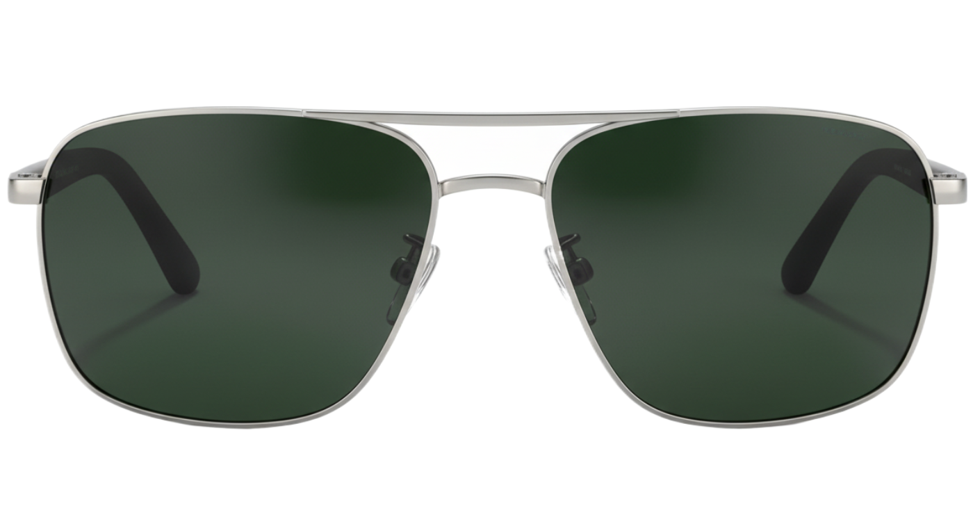 Clearvue black grey frame and green lens uv polarised sunglasses 0º side view new style