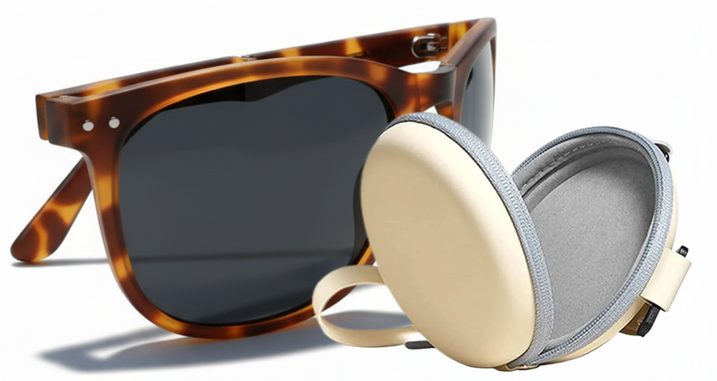 Convert Tortoise Women's TR90 UV Polarised Foldable Sunglasses tortoiseshell frame and black lens accessories