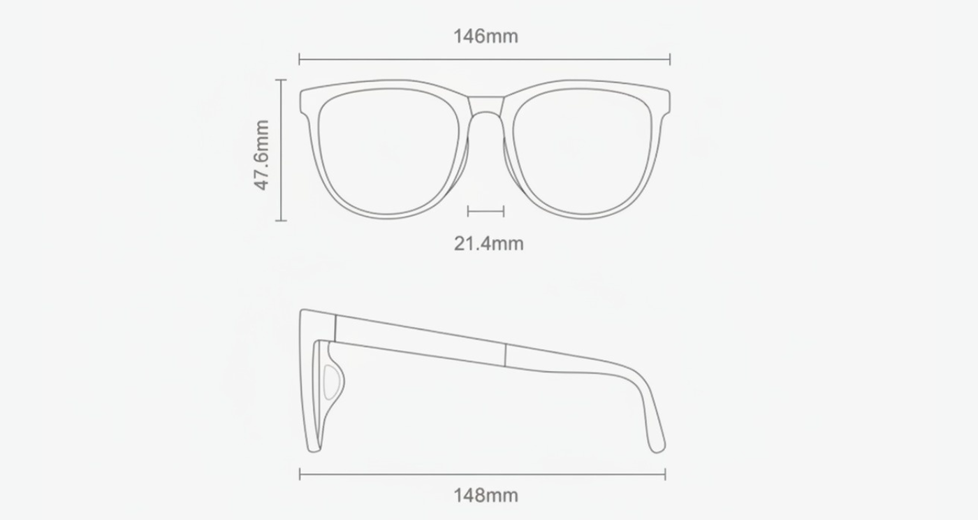 Convert sunglasses sizes guide