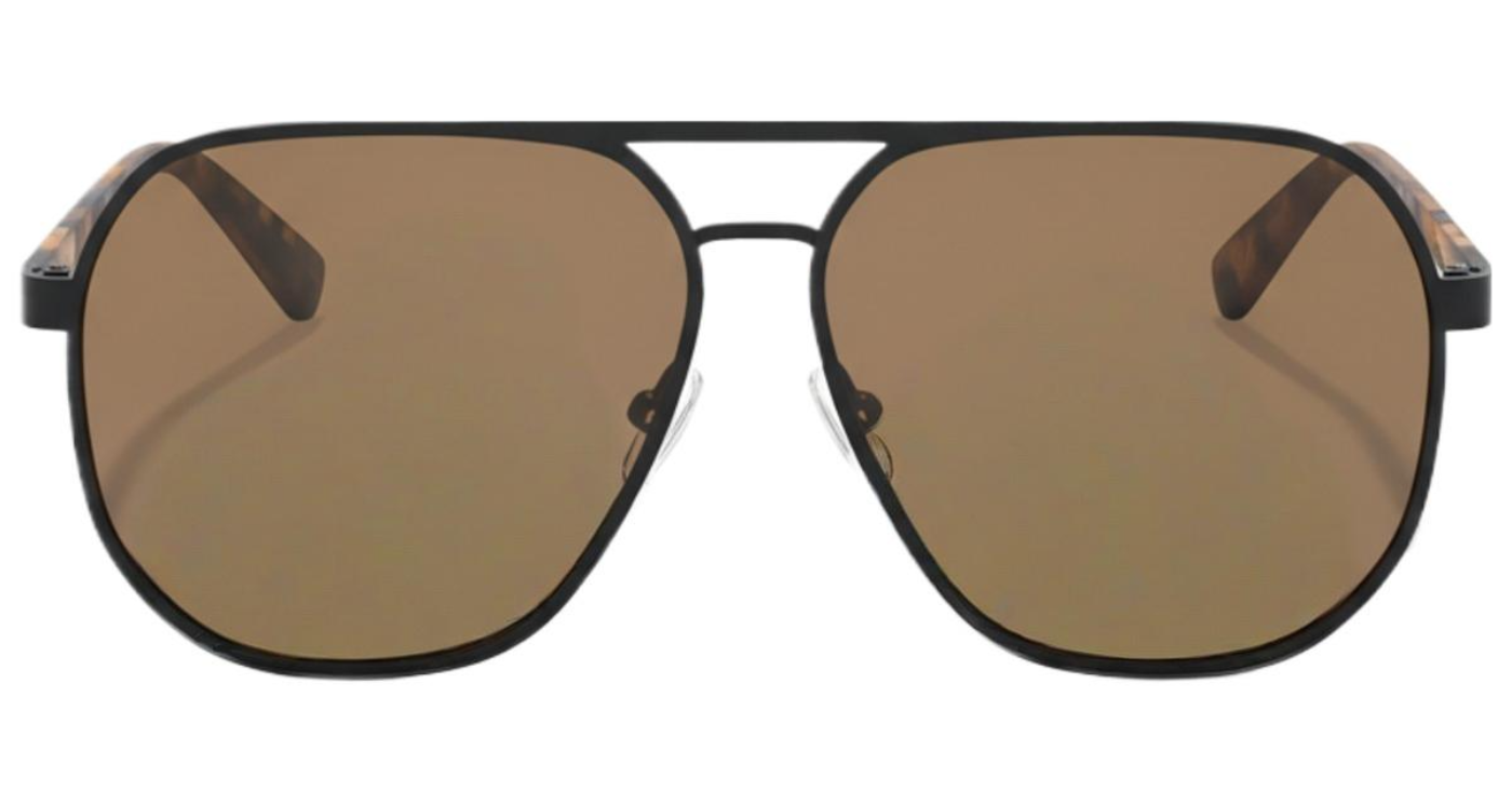 Missandtrendy Dire Aviator sunglasses with tortoiseshell frame and brown lens 0º side view