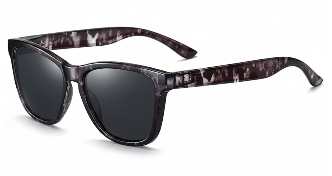 Missandtrendy dreamlike wayfarer sunglasses with dark black pattern frame and black lens 45º side view_01