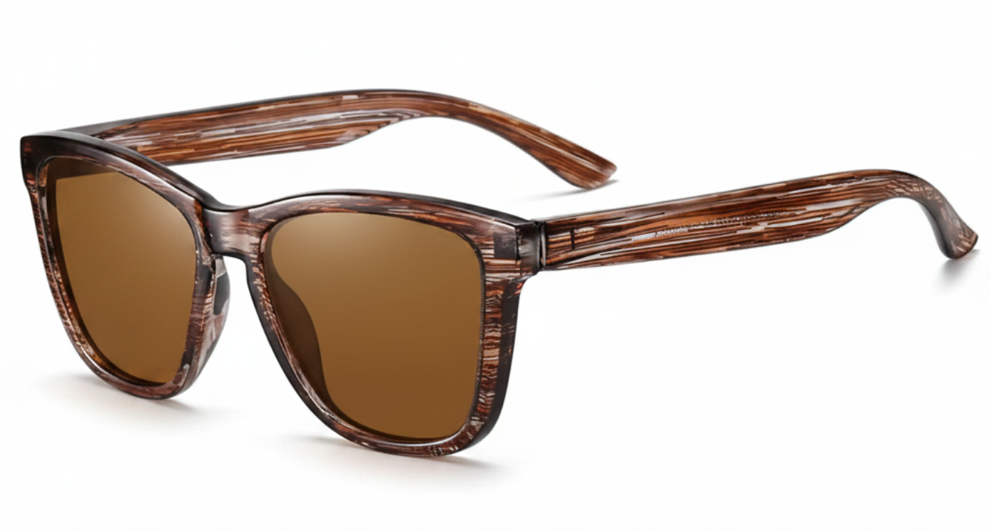 Missandtrendy dreamlike wayfarer sunglasses Stripy brown pattern frame and black lens 45º side view_01