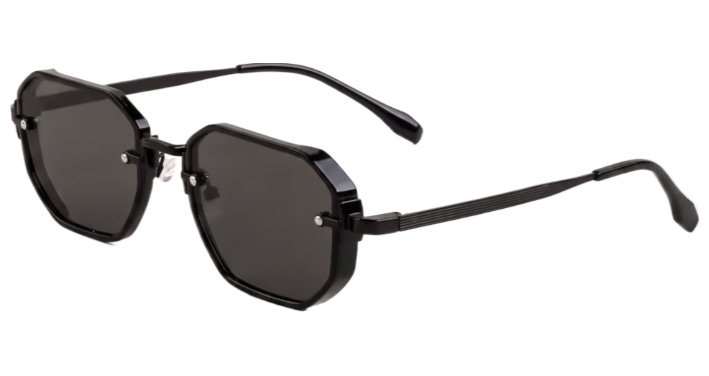 Focus Unisex Premium Polarised UV Sunglasses with black netal frame and black lenses by Missandtrendy 45º view