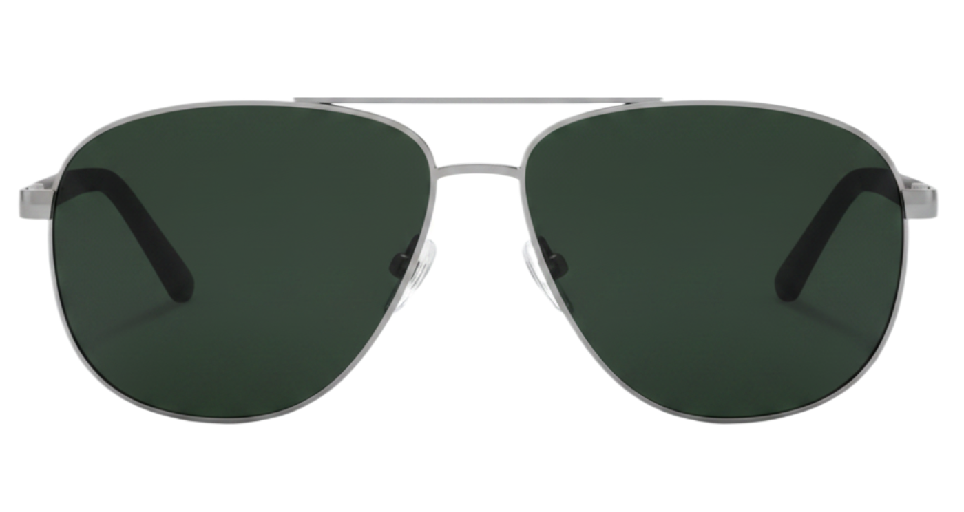 Missandtrendy fusion aviator sunglasses with army green frame and green lens 0º side view new style.