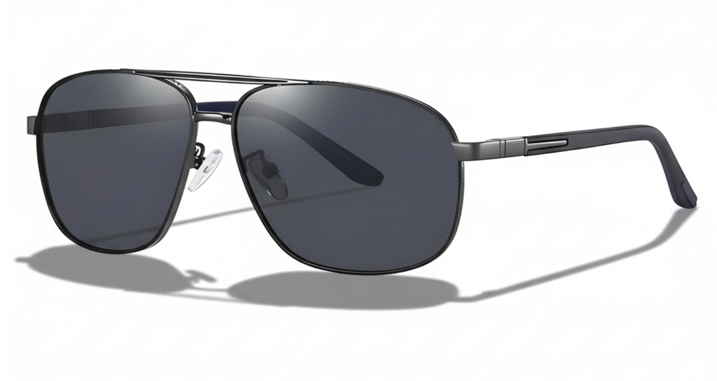 Missandtrendy fusion aviator sunglasses with black frame and black lens 45º side view_01