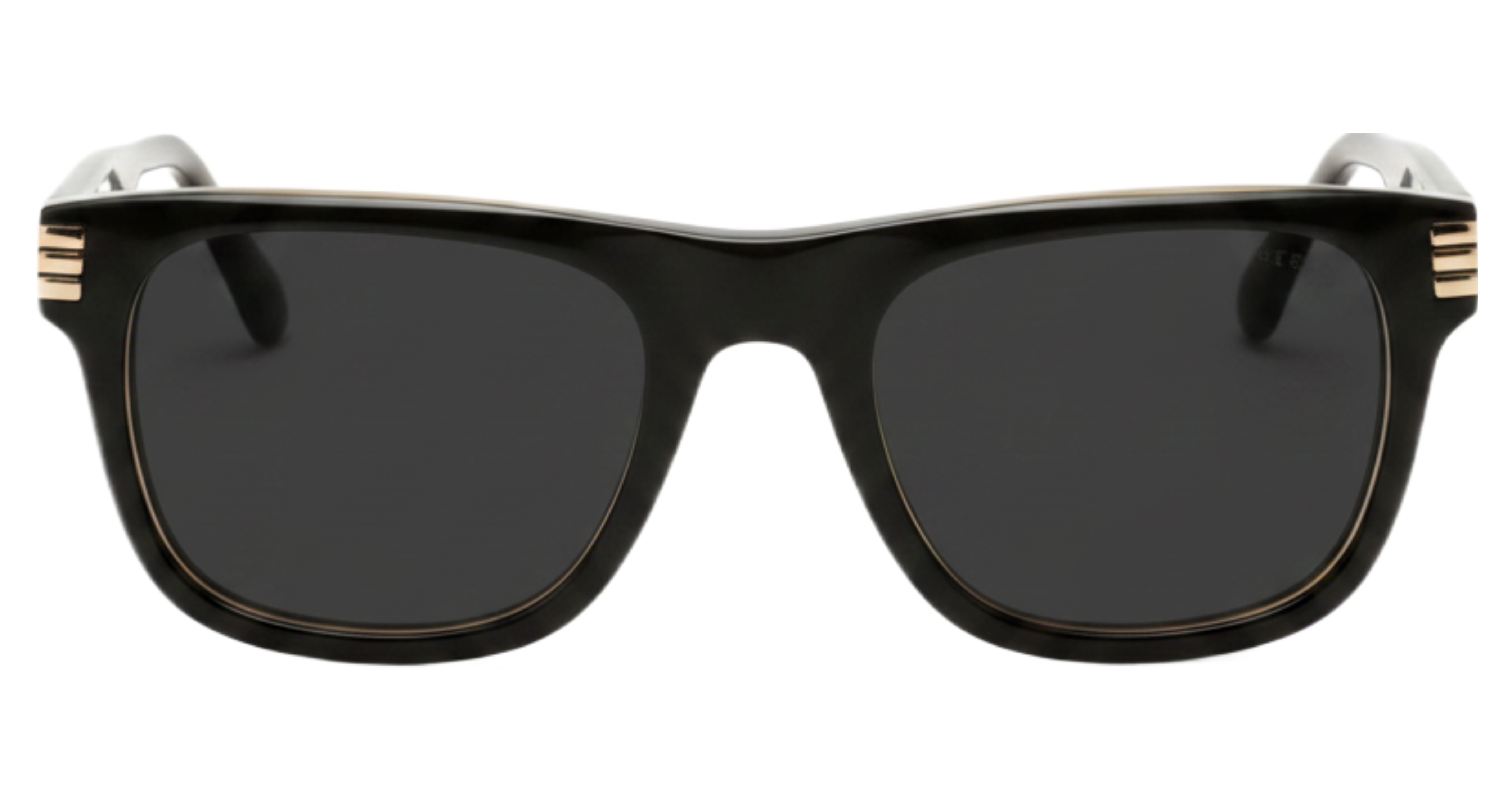 Gemini Unisex Premium Polarised UV Sunglasses with transparent black frame and black lens 0º view by Missandtrendy.