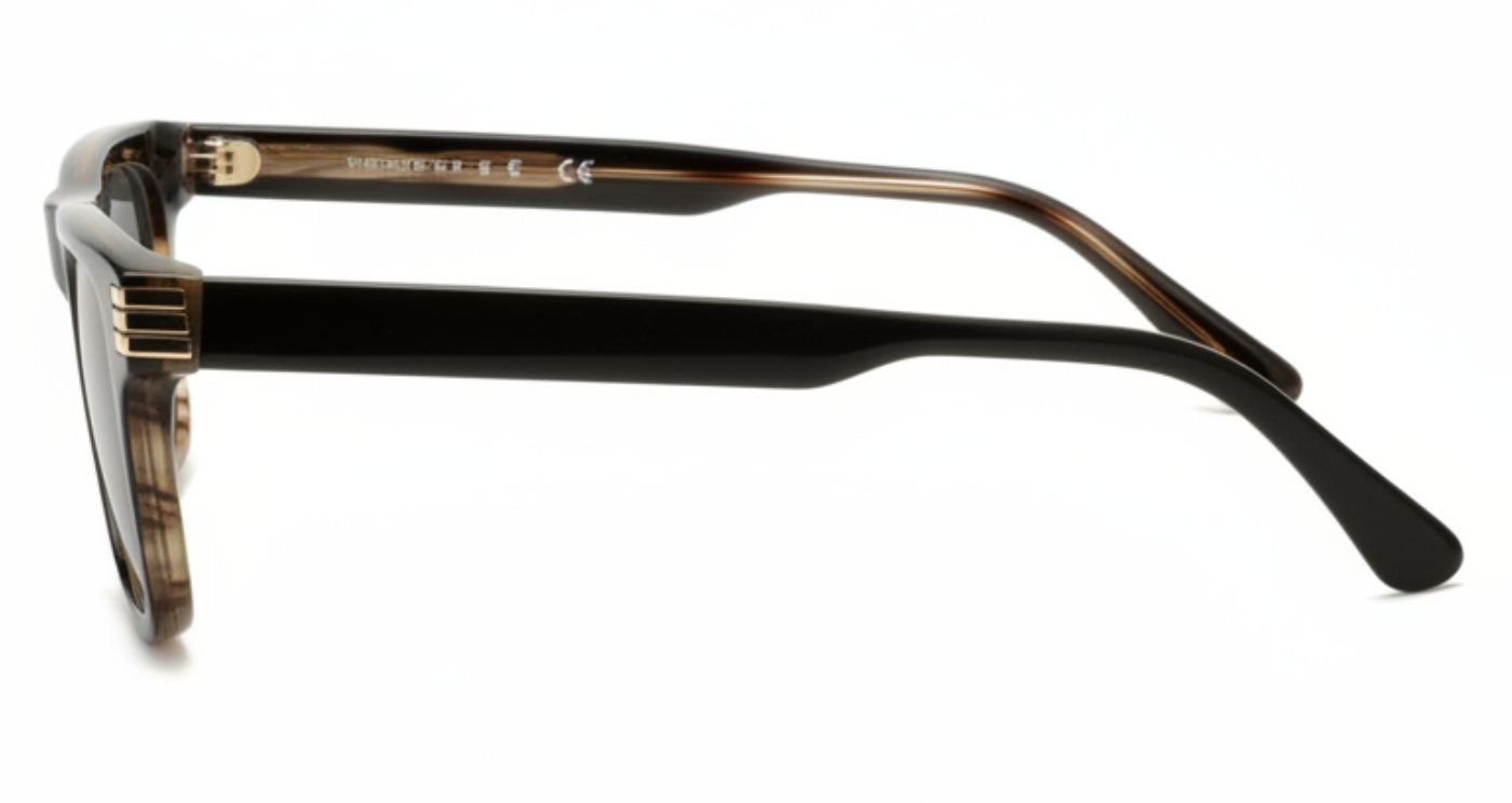 Gemini Unisex Premium Polarised UV Sunglasses with transparent black frame and black lens 90º view by Missandtrendy