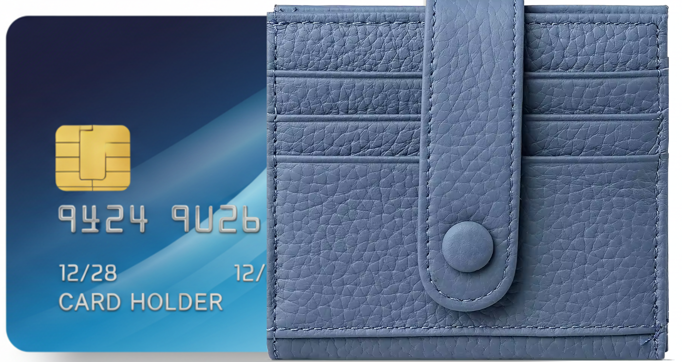 Genuine Leather Card Holder for Women Perfect Gift RFID Navy Blue Card
