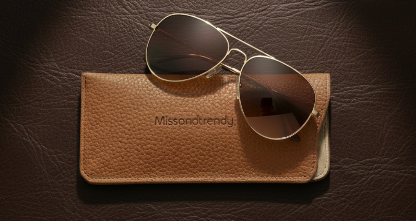 Sunglasses Genuine Leather Sleeve Pouch, Case Holder in Brown 