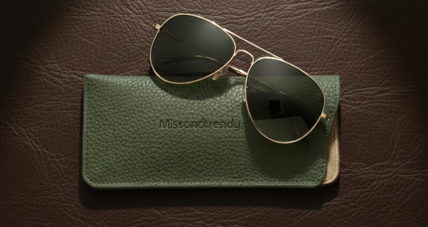 Genuine Leather Sunglasses Case Pouch Green