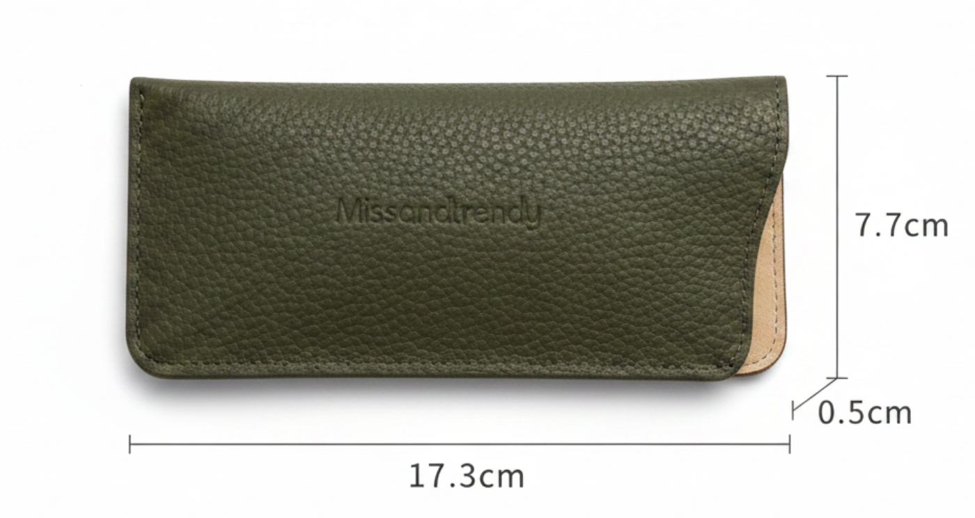 Genuine Leather Sunglasses Case Pouch Green SIzed