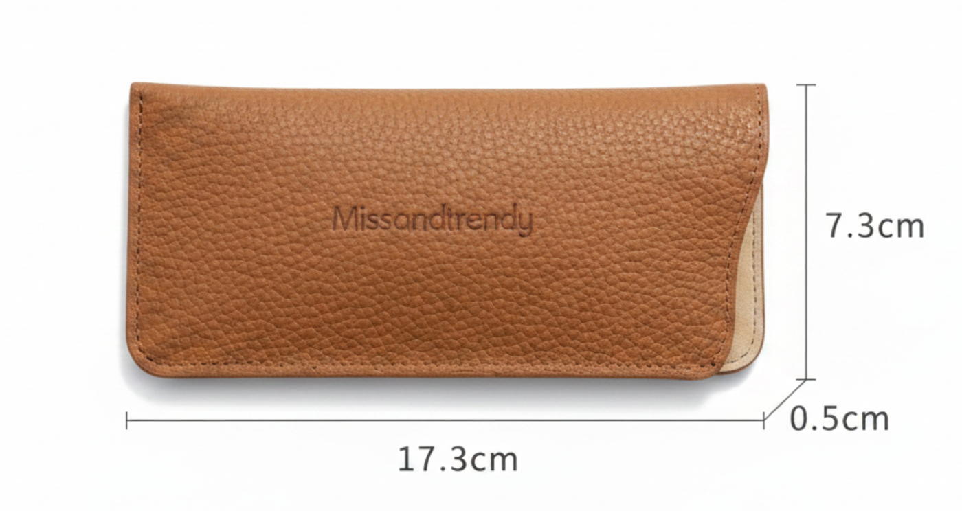 Sunglasses Genuine Leather Sleeve Pouch, Case Holder in Brown  with Sizes