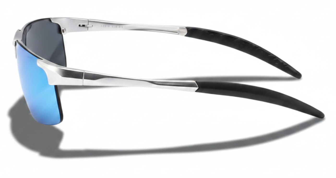 Leon Mirror Blue  Unisex Polarised UV 400 Sports Cycling Sunglasses 90º side