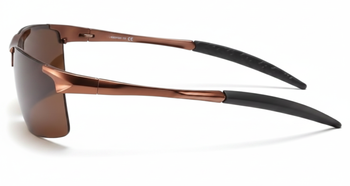 Leon brown frame and brown lens  Unisex Polarised UV 400 Sports Cycling Sunglasses 90º front side