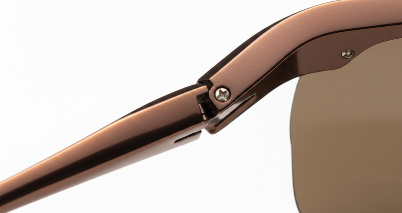Leon brown frame and brown lens  Unisex Polarised UV 400 Sports Cycling Sunglasses spring hinge close up