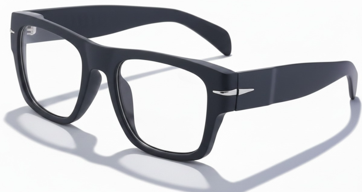 Lincoln men specatacles with blck frame and clear lens 45º side view vision glasses Missandtrendy.