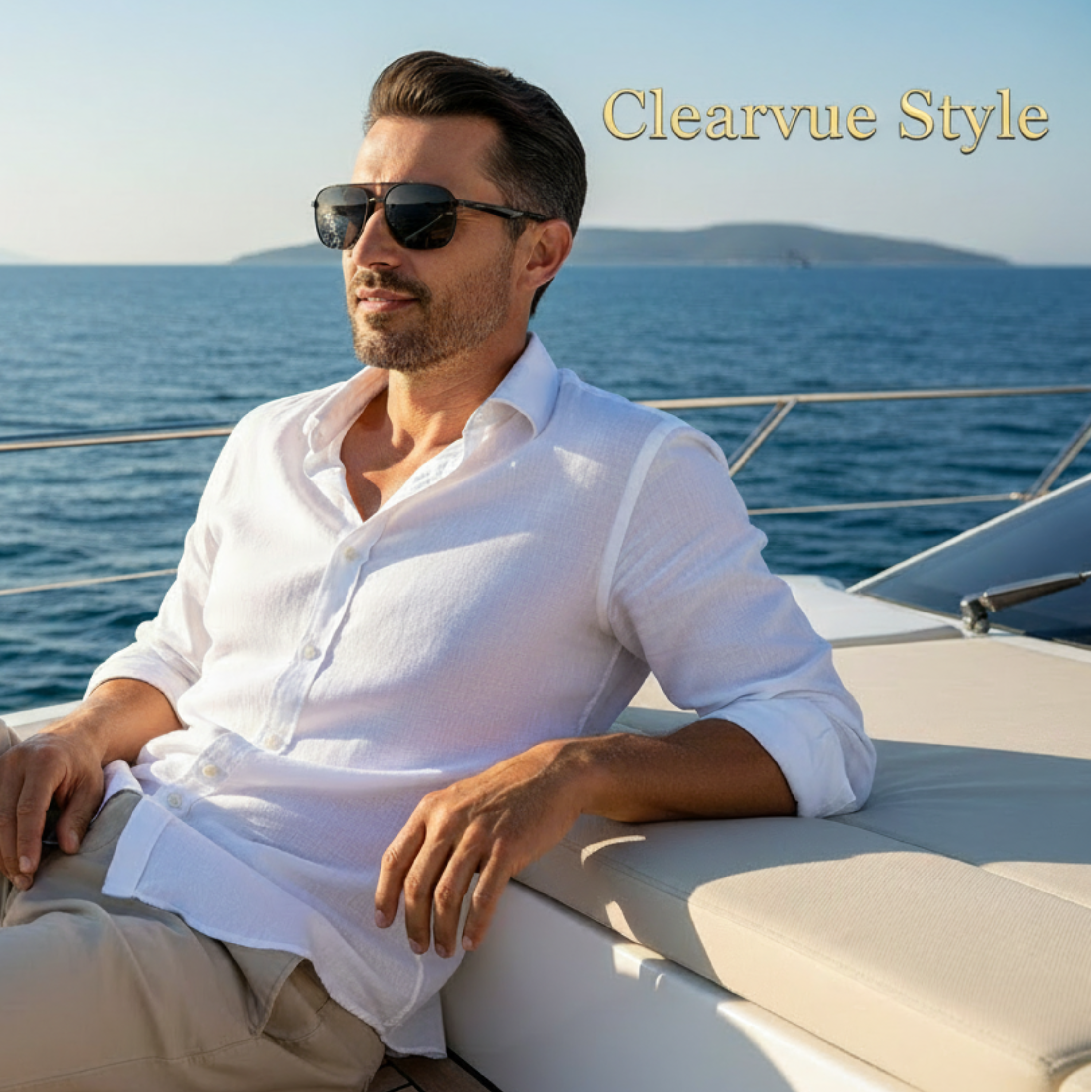 Man on the yacht wear clearvue style from balck sunglasses from Missandtrendy_Mobile