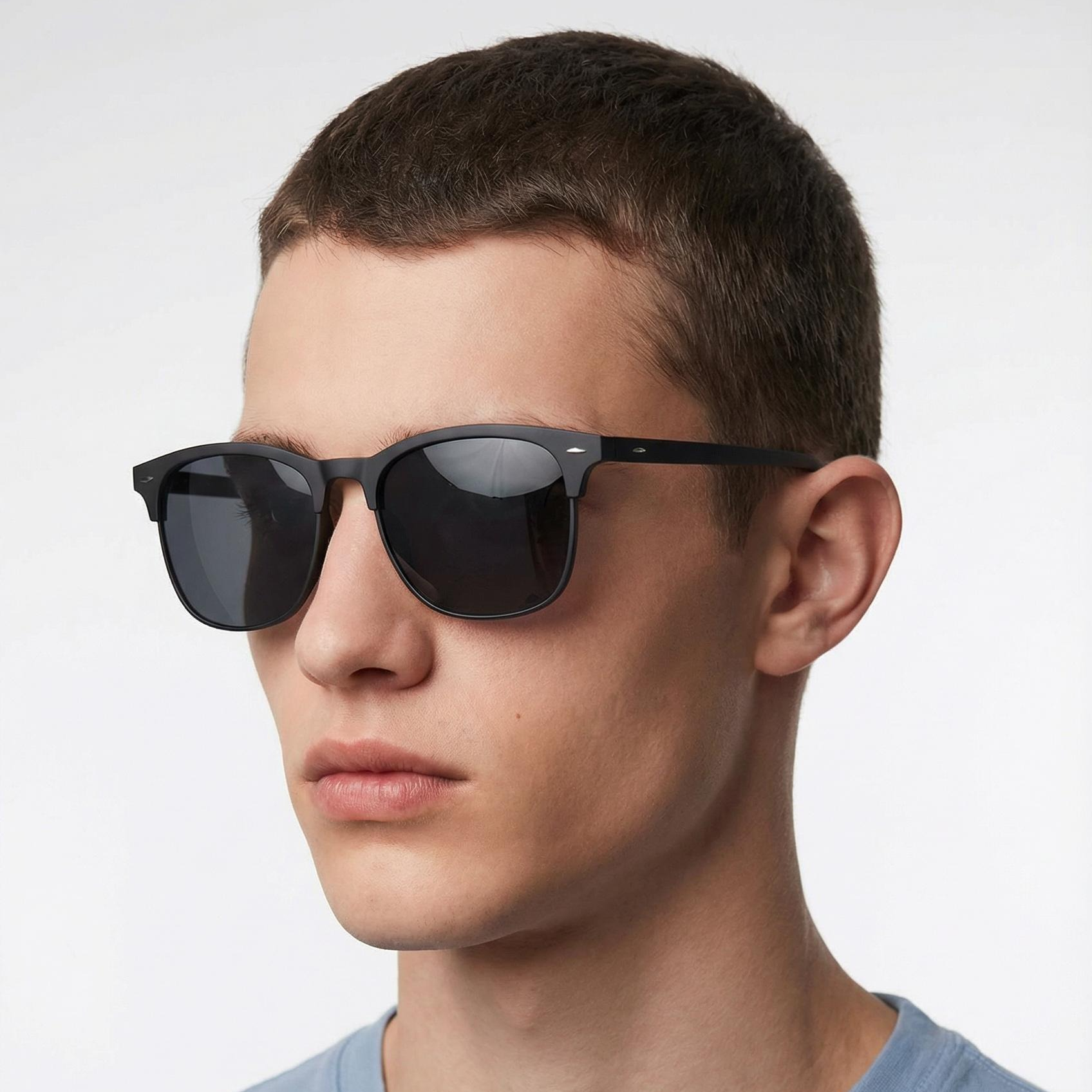 Man_wearing_Piccadilly_black_frame_and_black_lens_wayfarer_sunglasses_by_Missandtrendy_45_side_view