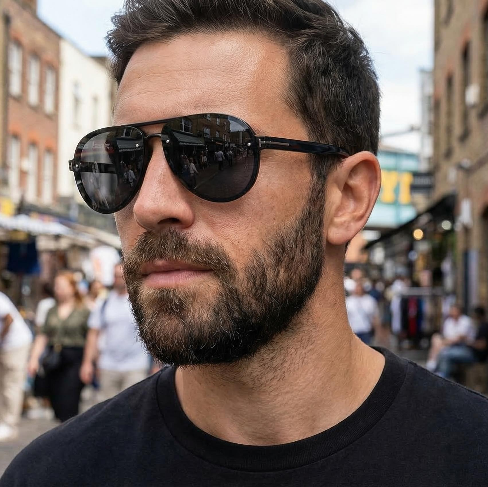 Man_wearing_Rockstar_black_frame_and_black_lens_aviator_sunglasses_by_Missandtrendy_45_side_view