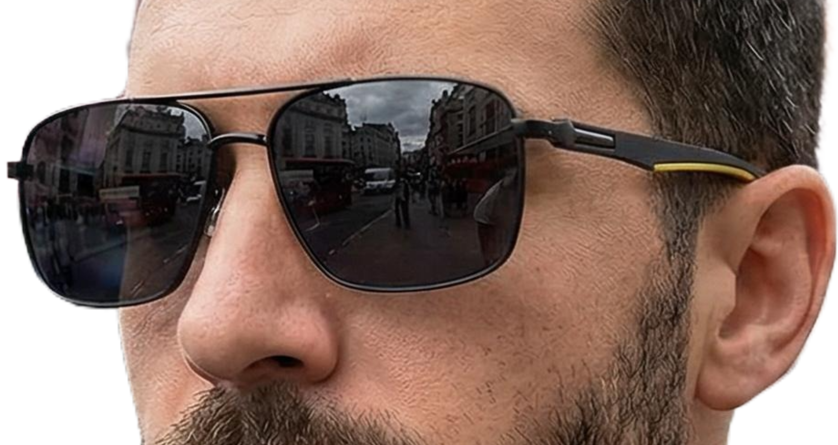Man_wearing_clearvue_black_yellow_frame_and_black_lens_aviator_sunglasses_by_Missandtrendy_45_side_view_main