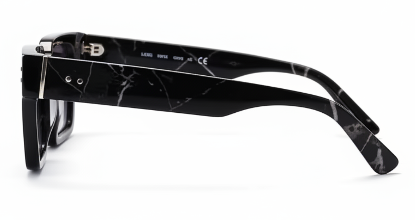 Marble Unisex Premium Polarised UV Sunglasses with black marble frame and gradient black lens by Missandtrendy 90º view 