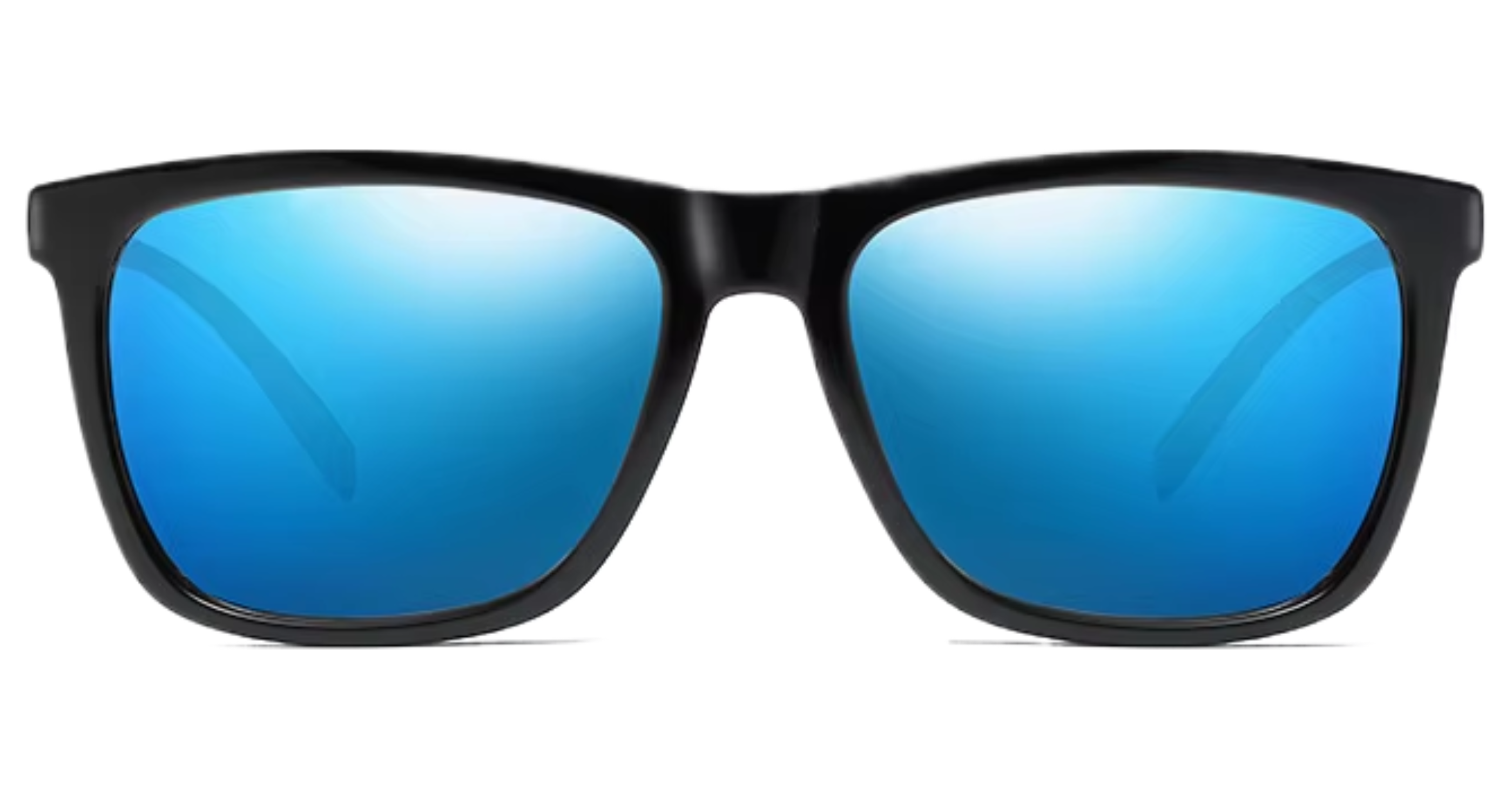Missandtrendy Mayfair wayfarer square sunglasses with silver frame and mirror blue lens 0º side view.