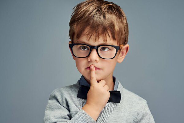 Boy model wearing kids prescriptions glasses with clear lens from Missandtrendy UK