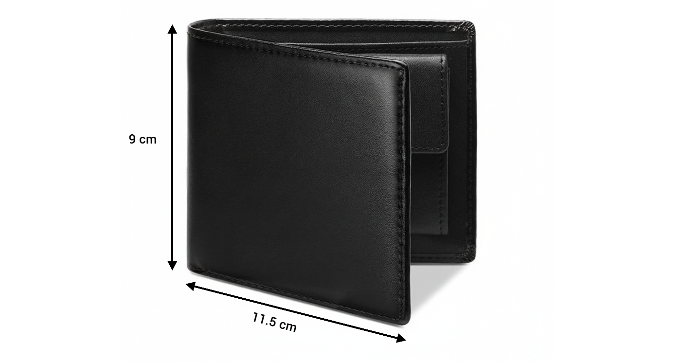 Genuine Leather Bifold Wallet for Men Perfect Gift Black sizes up